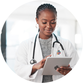 Doctor looking at a tablet
